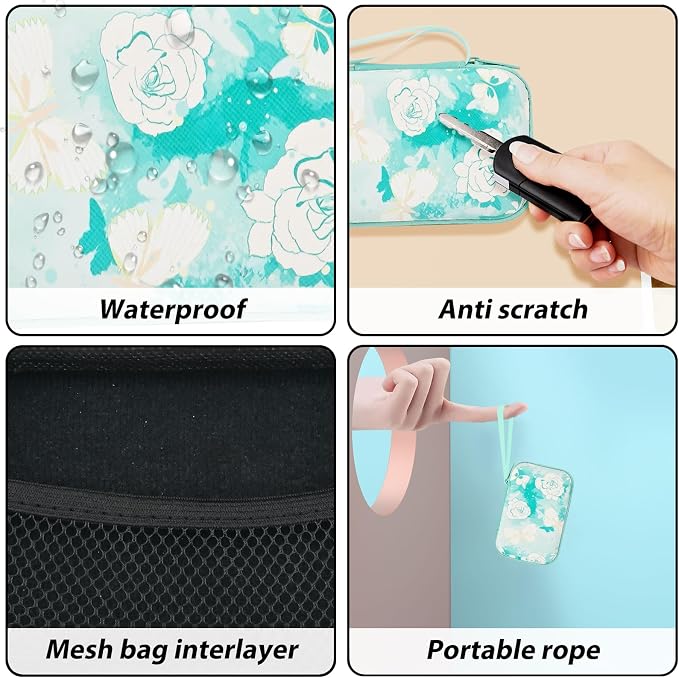 Phone Charger Case Storage Set with Rose Butterfly Cable Protector with Carrying Cable Case Bag,Cord Organizer, USB Earphone Wire Saver Organizer Charger Protector for iPhone (Rose Butterfly)