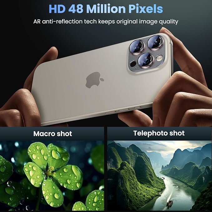 Uyiton Professional Camera Style for iPhone 16 Pro Max/16 Pro/14 Pro Max/14 Pro Camera Lens Protector - [Unique Typography + Phone Lens Red Circle Design] Metal Tempered Glass Camera Cover, Grey+Red
