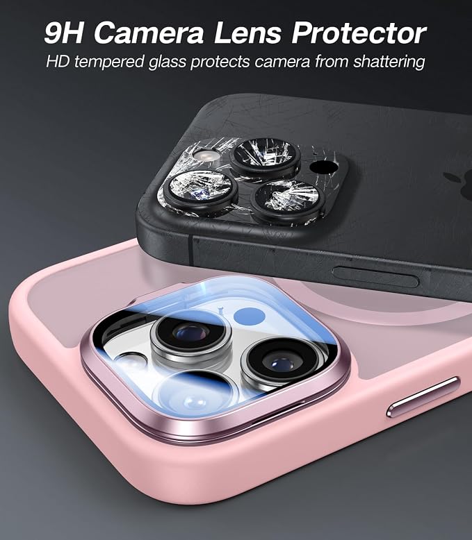 [Upgraded] for iPhone 16 Pro Max Case with Camera Cover Stand [Fit for MagSafe][9H Camera Lens Protector] Mil-Grade Protection Translucent Magnetic iPhone 16 Pro Max Phone Case, Pink
