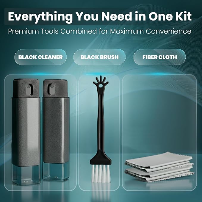 Car Screen Cleaner Spray Kit for Display & Touchscreens, Phone and iPhone Cleaner, iPad, Laptop, Computer, MacBook Screen Cleaning Solution for Automotive Infotainment and Daily Device Care