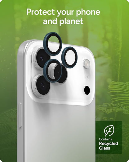 ZAGG iPhone Camera Lens Protector for iPhone 17/16/15 Pro and Pro Max Models - Blue, Camera Ring, Maximum Impact & Scratch Protection, Anti-Reflective Technology, Smudge-Resistant, Glass Elite