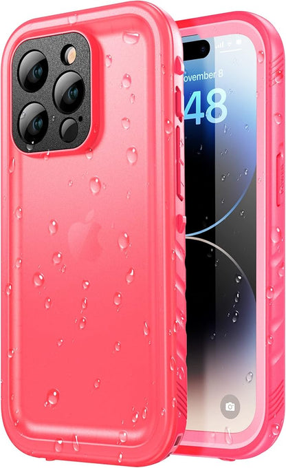 SPORTLINK Design for iPhone 14 Pro Waterproof Case - Shockproof Dustproof Phone Case with Screen Protector, Full Body Protective Case for iPhone 14 Pro, 6.1'' Pink