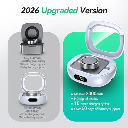 Tensea Portable Charging Case Compatible with Oura Ring Gen 4 & Gen 3, 2000mAh Wireless Power Station, Universal Fit, 30-Day Runtime Charger Accessories (Official Charger NOT Included)