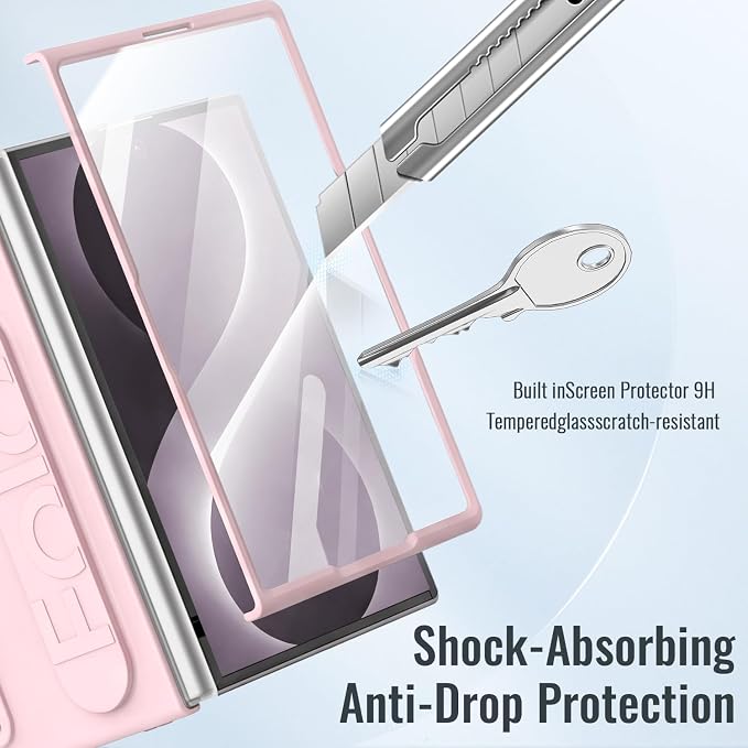for Samsung Galaxy Z Fold 8 Case with Wristband Stand, Built-in Screen & Lens Protection Shockproof Full Body Drop Fall Protection.(Pink)