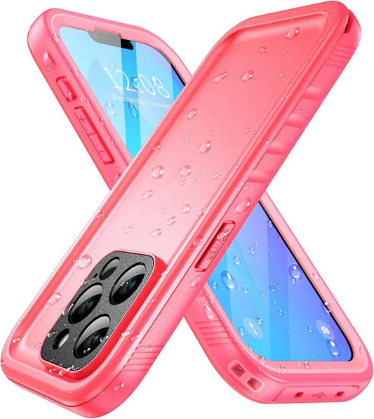 SPORTLINK Compatible with iPhone 13 Pro Waterproof Case - Built in Screen Protector Full Body Shockproof Dustproof IP68 Waterproof Case for iPhone 13 Pro 6.1 Inch Pink