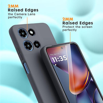 for Motorola Moto G 2025 Case, 2 Pack Tempered Glass Screen Protectors, Soft TPU Liquid Silicone Shockproof Gel Case-Deep Lavender