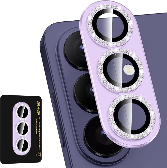 for Samsung Galaxy S26 Plus Camera Lens Protector, Electroplated Matte Back with 9H Tempered Glass Lens Protector, [Strong Adsorption] [Case-Friendly] Metal Ring HD Lens Cover, Purple Diamond