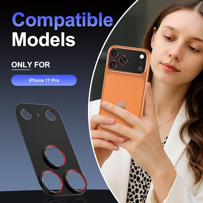 Camera Lens Protector for Phone 17 pro,Camera Ring Bumper, No Glass - Black