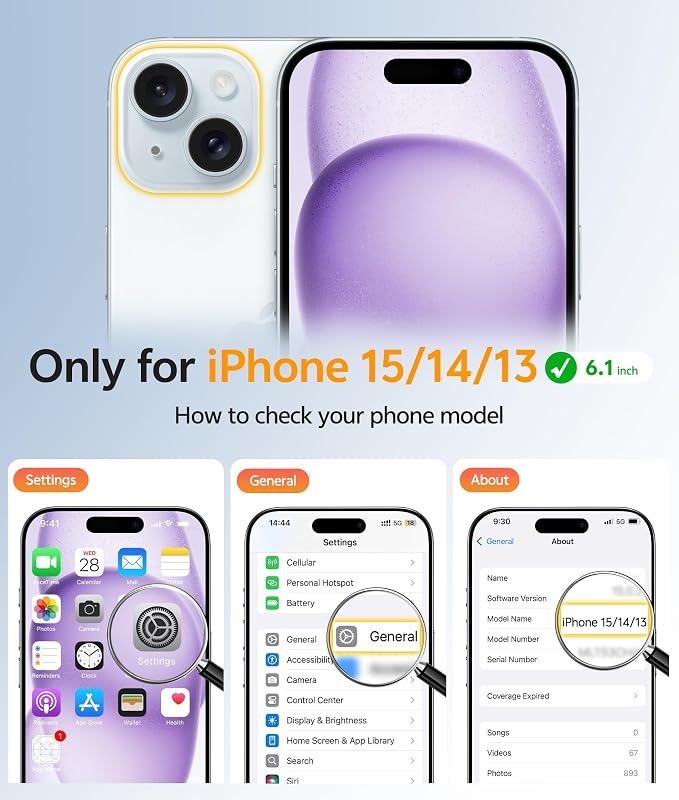 FNTCASE for iPhone 15 Case: for iPhone 14 Case & iPhone 13 Case [Compatible with Magsafe] Translucent Matte Cases with [Screen Protector] Military Grade Shockproof Protective Phone Cover - Purple