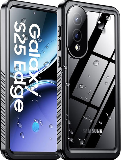 Temdan for Samsung Galaxy S25 Edge Case Waterproof, Built-in Lens & Screen Protector Military Grade Shockproof Dropproof IP68 Underwater Full Body Phone Case for Galaxy S25 Edge 6.7"-Black