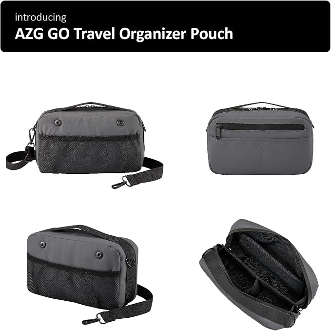 Travel Organizer Pouch Electronic Accessories Carry Case Waterproof Double Layers All-in-One for Cord, Phone, Airpods, USB Flash Drive for Men Women, Portable Charger Organizer (Grey)