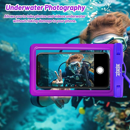 Personalized Initial Waterproof Phone Pouch Case - IPX8 Cellphone Dry Bag with Lanyard for iPhone 16/15/14/13/12 Pro Max (6.1–6.9"), Beach & Cruise Ship Essentials with Monogrammed Design (Purple, M)