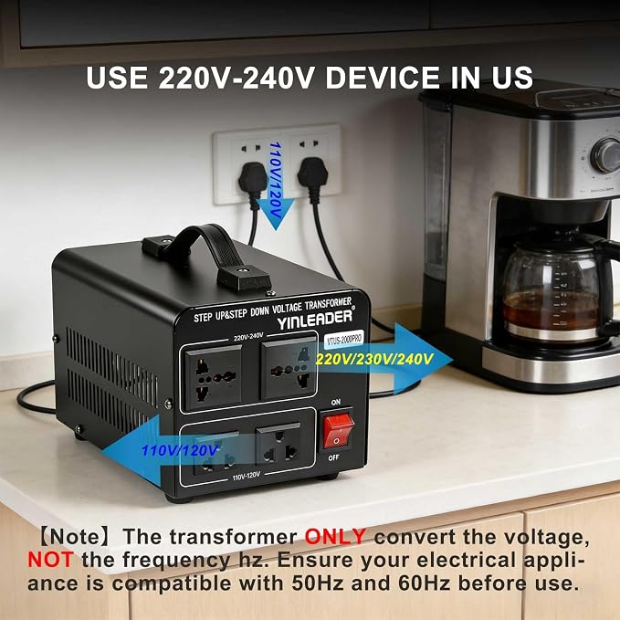 Yinleader 2000W PRO 110V to 220V Voltage Converter Step Up/Down Transformer | 110-120V/220-240V for 220/230/240V Global Appliances use in US