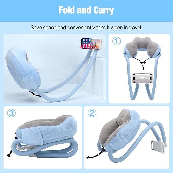MoKo Neck Phone Holder, Lazy Gooseneck Phone Pillow Holder Bracket, 360° Rotate Phone Tablet Stand for 4"-11" Device, fits iPhone 17/17 Air/17 Pro/17 Pro Max, iPhone 16/Pro/Pro Max/Plus, iPhone 15/Pro