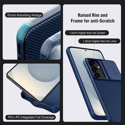 Nillkin for Samsung Galaxy S25 Plus Case with Camera Cover, [Lens Protection] Mil-Grade Shockproof Protective Bumper Hard Cover Slim Phone Case for Galaxy S25 Plus Cases 6.7'' Blue