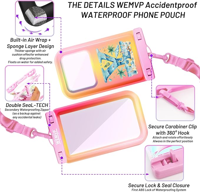 Personalized Initial Waterproof Phone Pouch Case - IPX8 Cellphone Dry Bag with Lanyard for iPhone 16/15/14/13/12 Pro Max (6.1–6.9"), Beach & Cruise Ship Essentials with Monogrammed Design (Pink, Y)
