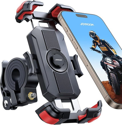 JOYROOM Motorcycle Phone Mount Holder, [Metal Tie Rod][1s Auto Lock] Bike Phone Mount Holder Handlebar Clamp - [No Shake] Bicycle E-Bike Scooter Phone Holder for iPhone 16/15 Pro Max and so on