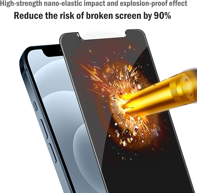 QHOHQ [2 Pack] Privacy Screen Protector for iPhone 12 Pro Max 6.7 Inch, Anti-Spy Tempered Glass Film, 9H Hardness, 2.5D Edge, Scratch Resistant, Easy Install - Case Friendly
