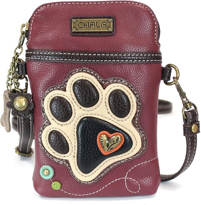 CHALA Dog Collection Cell Phone Crossbody Purse-Women PU Leather/Canvas Multicolor Handbag with Adjustable Strap