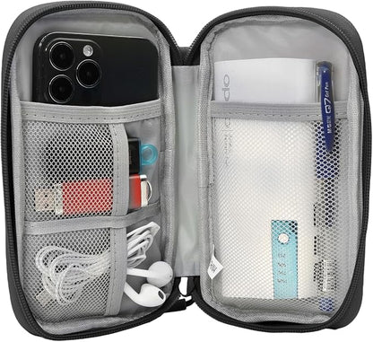 CAAORDKSO Electronic Organizer Case, Travel Cable Organizer Pouch Electronic Accessories Carry Case Water Resistant Organizer Pouch Bag for Cable, Cord, Charger, Phone, Power Bank, Earphone (Black)