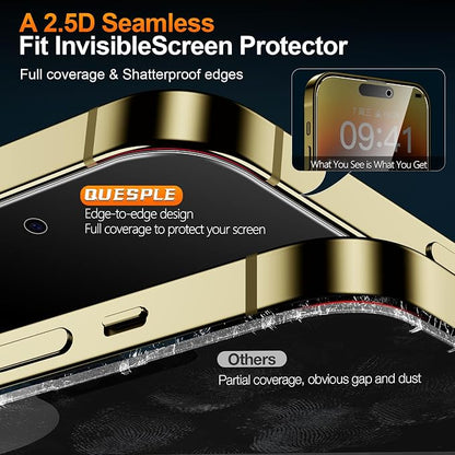 2 Pack for iPhone 14 Pro Max Privacy Tempered Glass Screen Protector 6.7 Inch, 9H Hardness, Scratch Resistant with Updated Easy Installation Tool
