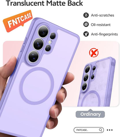 FNTCASE for Samsung Galaxy S26-Ultra Case: [Fit for Magsafe] [Full Camera Protection] Translucent Matte Cases with [Screen Protector] Military Grade Shockproof Protective Phone Cover - Light Purple