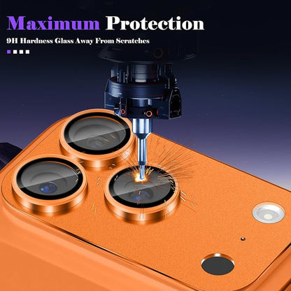 Camera Lens Protector for iPhone 17 Pro Camera Lens Protector [Strong Adsorption] [Not Easy to Break] Metal Tempered Glass Rear Camera Screen Cover - Orange