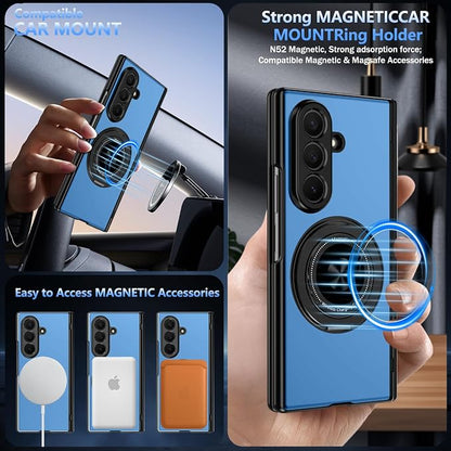 Hekodonk for Galaxy Z Fold 8 Ultra Case with 360 Rotatable Stand,[Compatible with MagSafe][Front Screen Protector],Magnetic Ring Holder with Hinge Protective Case for Samsung Z Fold 8 Ultra,Blue