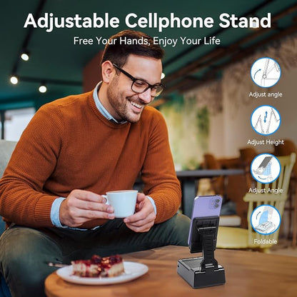 Father's Day Gifts for Dad, Birthday Gifts for Men Women, Cell Phone Stand with Bluetooth Speaker with 5000mAh Charger, HD Surround Sound for Desk