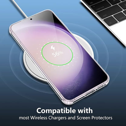 SPIDERCASE Designed for Samsung Galaxy S23 Case, [10 FT Military Grade Drop Protection], 2 Pack [Tempered Glass Screen Protector+Camera Lens Protector] Heavy Duty Shockproof Case, Clear