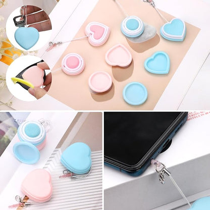 4pcs Macaron Phone Screen Cleaner, Round & Heart Shaped Cute Cell Phone Screen Wipe Pendant Keychain Lens Cleaning Tool Smartphone Accessories for Glasses, with Anti-Dust Plug