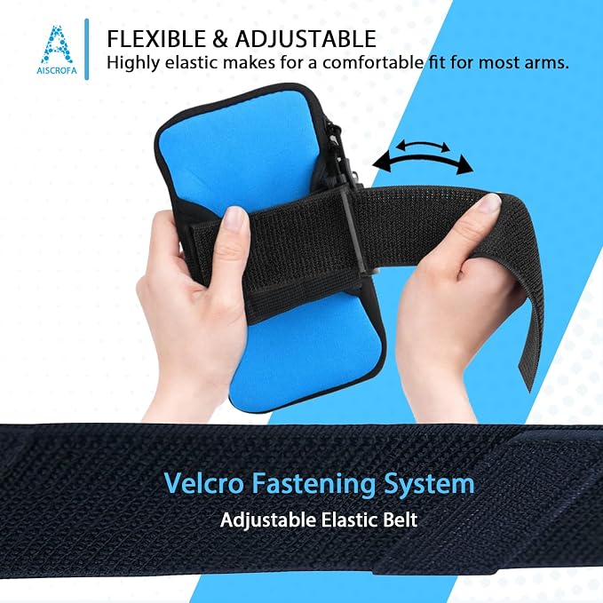 Sports Armband, Running Gym Universal Smartphone Arm Bag with Earphone Hole Multifunctional Pockets foriPhone 15, 14, 13, 12, 11 Pro Max, Xs, Xr, X, 8 Plus, SE, Galaxy S22 Ultra and More