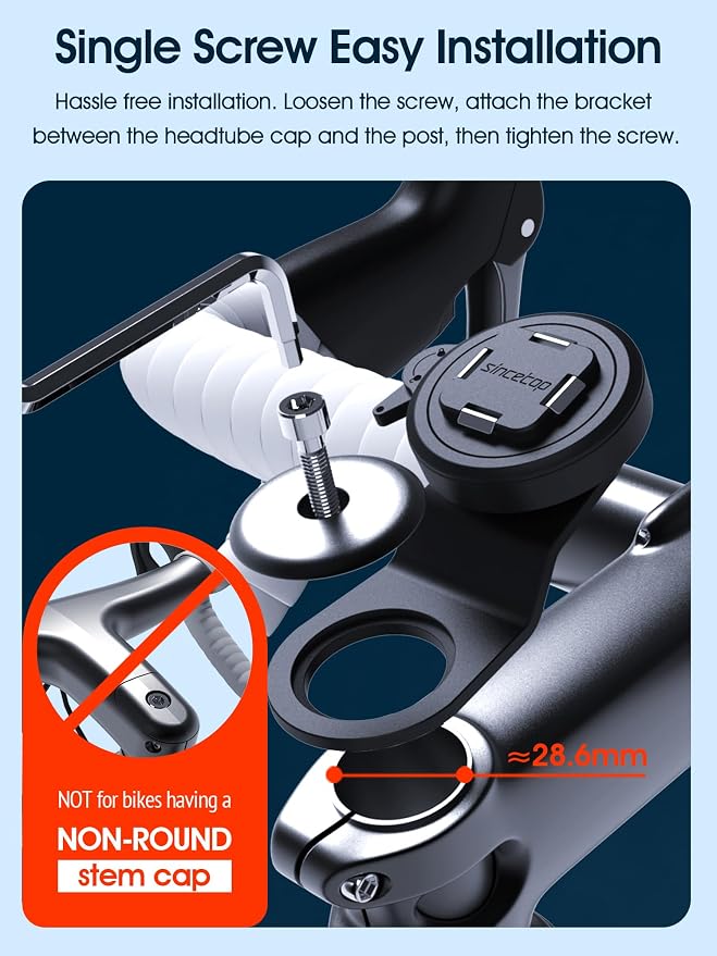 sincetop Bike Phone Mount - Series Q [ Quad ] - Mountain Bicycle Stem Phone Holder - Quick Lock & Release - Aluminum Handlebar Cycling Cell Holder for MTB Ebike Road Electric Gravel Bikes