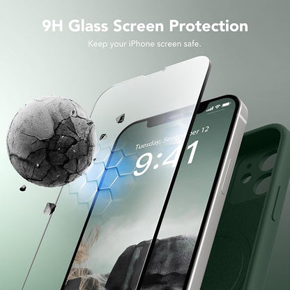 Magnetic for iPhone 12 Case, Compatible with MagSafe, [Full Camera Protection][Screen Protector] Silicone Shockproof Protective Phone Case for iPhone 12 6.1", Alpine Green