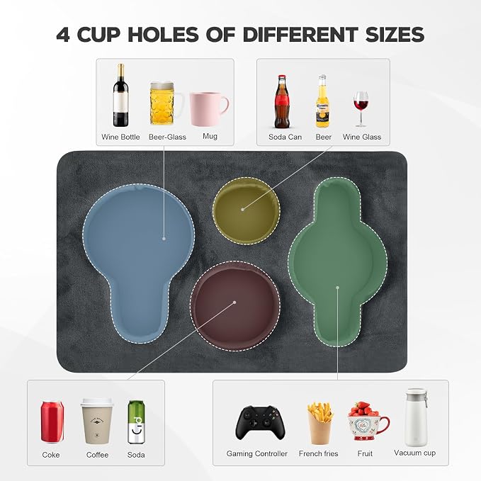 Couch Cup Holder Pillow,Couch Drink Holder,Octagon Couch Caddy for Coffee Cup,Phone,Remote,Couch Cup Holder Tray for Bed,Car,Sofa,Table