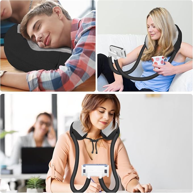 MoKo Neck Phone Holder, Lazy Gooseneck Phone Pillow Holder Bracket, 360° Rotate Phone Tablet Stand for 4"-11" Device, fits iPhone 17/17 Air/17 Pro/17 Pro Max, iPhone 16/Pro/Pro Max/Plus, iPhone 15/Pro