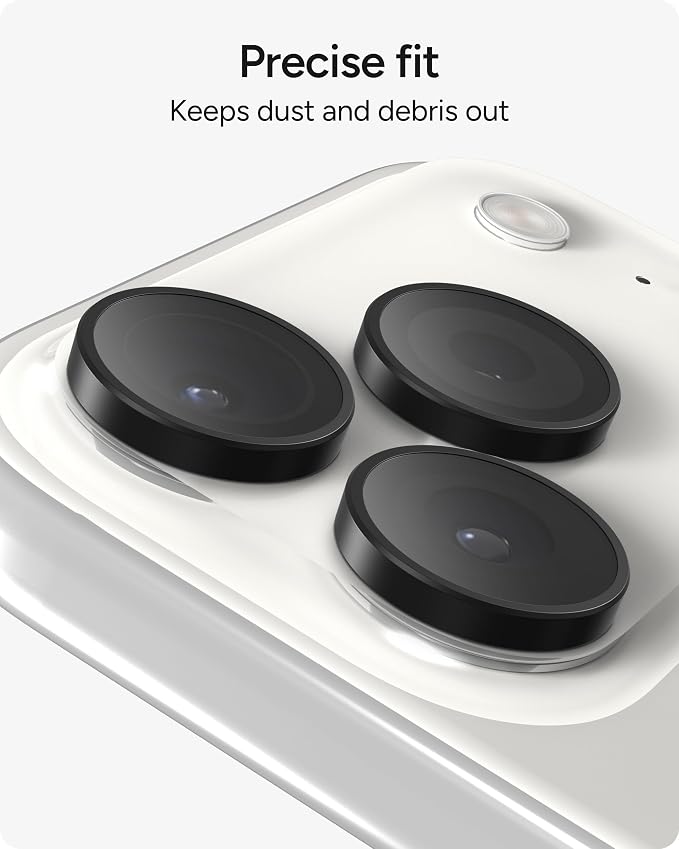 ZAGG iPhone Camera Lens Protector for iPhone 17/16/15 Pro and Pro Max Models - Black, Camera Ring, Maximum Impact & Scratch Protection, Anti-Reflective Technology, Smudge-Resistant, Glass Elite