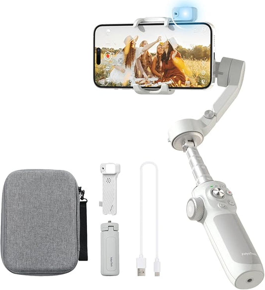 FeiyuTech VB 4 Kit - Smartphone Gimbal with 8.4''Extendable Rod,Bag, Lighting Enabled Tracking Module,Gesture Control, Gimbal Stabilizer for YouTube TikTok Live Video Record,iPhone&Android,Max 0.57lb