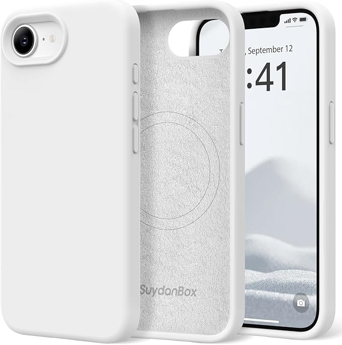 Magnetic for iPhone 17e/iPhone 16e Case, Compatible with MagSafe, [Soft Anti-Scratch Microfiber Lining] Slim Silicone Shockproof Protective Phone Case for iPhone 17e/16e 6.1", White