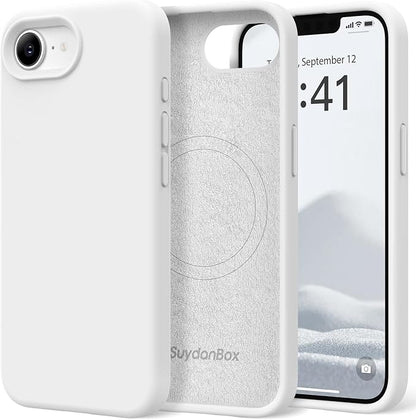 Magnetic for iPhone 17e/iPhone 16e Case, Compatible with MagSafe, [Soft Anti-Scratch Microfiber Lining] Slim Silicone Shockproof Protective Phone Case for iPhone 17e/16e 6.1", White