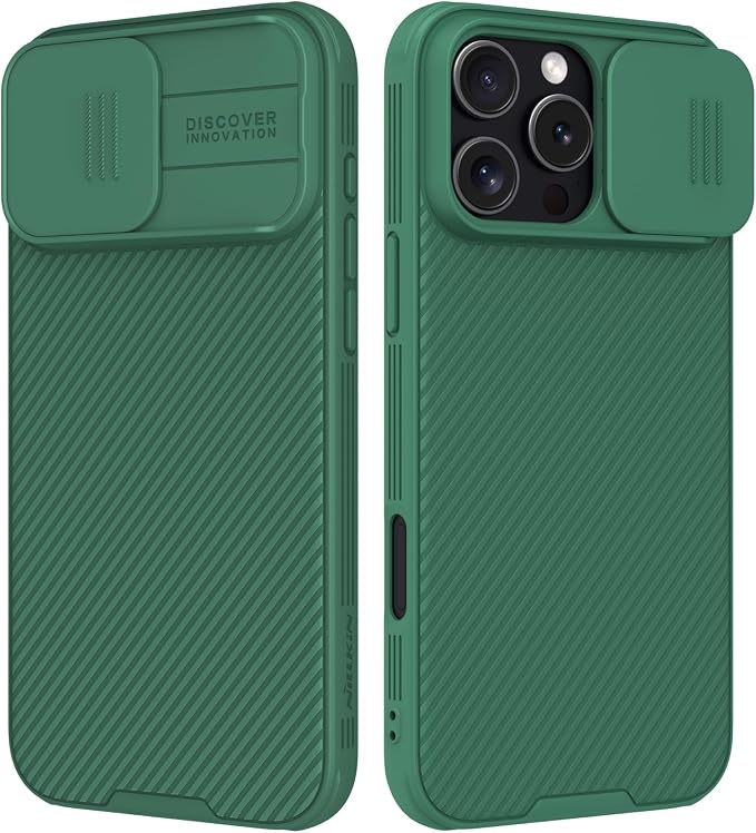 Nillkin for iPhone 16 Pro Max Case with Slide Camera Cover, [Full Camera Protection][Anti-Scratch] Military-Grade Protection, Anti-Fingerprint, Slim Phone Case for iPhone 16 Pro Max 6.9'' Green