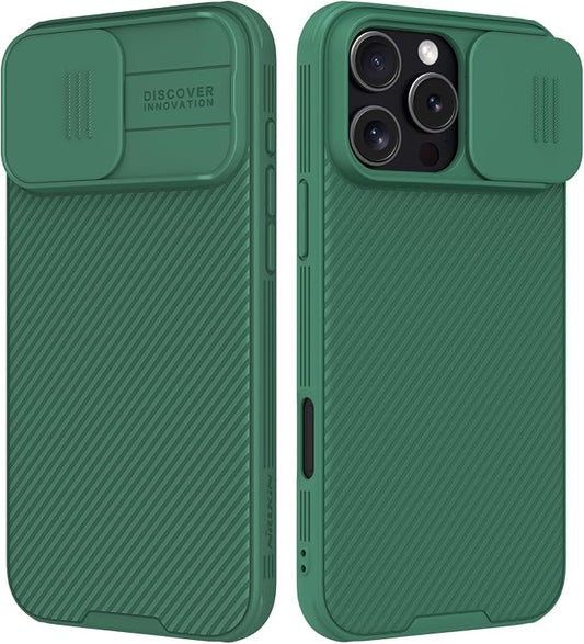 Nillkin for iPhone 16 Pro Max Case with Slide Camera Cover, [Full Camera Protection][Anti-Scratch] Military-Grade Protection, Anti-Fingerprint, Slim Phone Case for iPhone 16 Pro Max 6.9'' Green