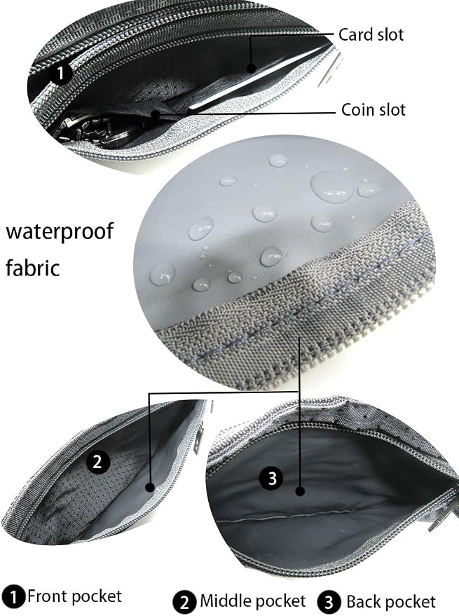 Naoki Outdoor Sports Running Jogging Cycling Hiking Camping Climbing Travel Ultra-thin Waterproof Polyester Waist Pack/Bag Runner Belt(Gray)
