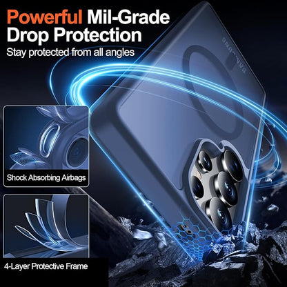 MOZOTER for Samsung Galaxy S25 Ultra Case,[Compatible with MagSafe] Blue | [12Ft Military Dropproof][2*Screen Protector]Translucent Anti-Slip Back Slim Shockproof Case for S25 Ultra-Blue