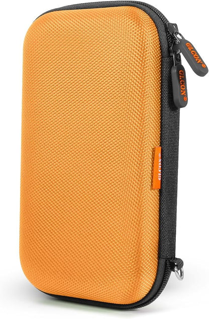 Orange Shockproof Hard EVA Carrying Case Travel Pouch for External Hard Drive, Power Bank, Cell Phone, Cable, Cord - Portable Small Electronic Accessories Organizer Storage Zipper Pouch