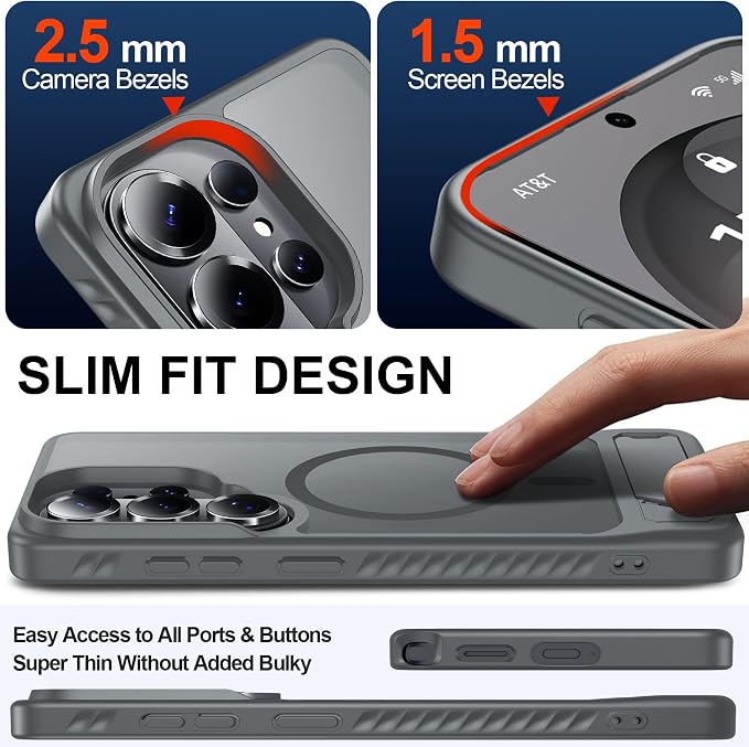 For Samsung Galaxy S26 Ultra Case with Kickstand,1*Screen Protector,[Compatible with Magsafe]Translucent Matte Military-Grade Protection,Magnetic Phone Case for Samsung Galaxy S26 Ultra,6.9"-Gray
