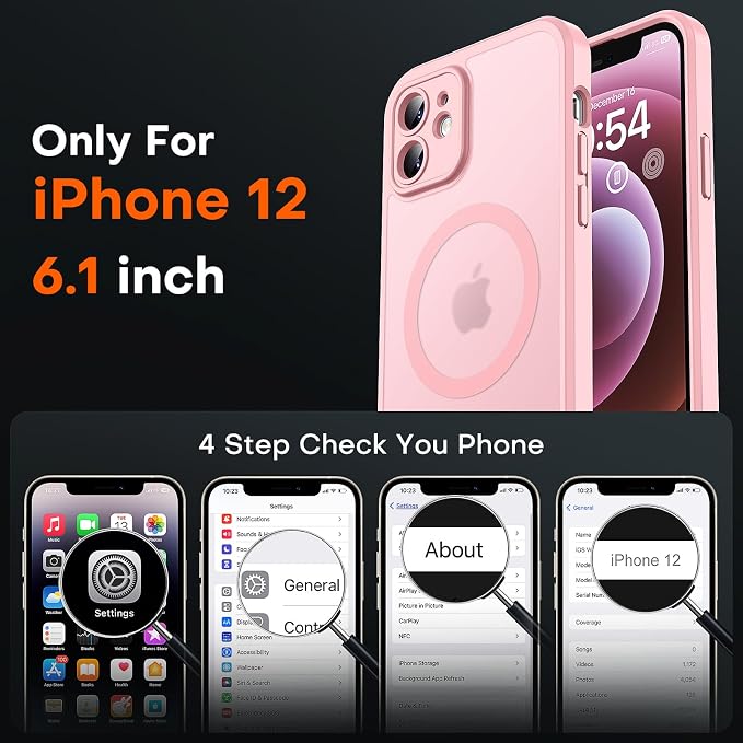 TOCOL for Phone 12 Case, Compatible with Magsafe Charger, Full Camera Protection, Drop Protection, Translucent Matte Phone Case for iPhone 12 6.1 inch (Light Pink)