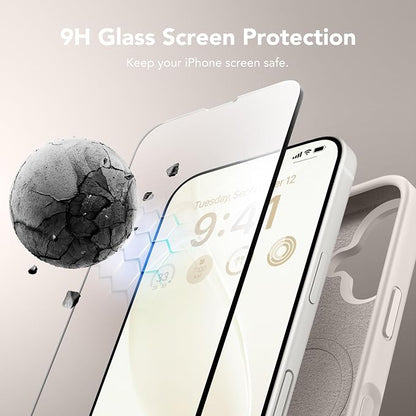 GONEZ Magnetic for iPhone 17 Case, Compatible with MagSafe, [Screen Protector + Camera Lens Protector], Liquid Silicone Anti-Scratch Shockproof Protective Phone Case 6.3 inch, Stone