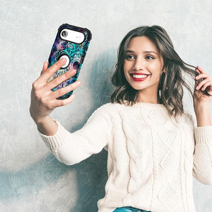 Hocase for iPhone Air Case 6.5", Heavy Duty Shockproof Protection Soft Silicone Rubber+Hard Plastic Bumpers Hybrid Protective Case for iPhone Air 2025 - Mandala in Galaxy