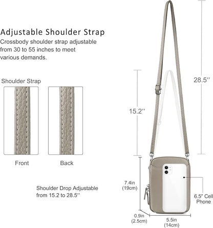 befen Genuine Leather Crossbody Cell Phone Purse for Women, Small Zip Around RFID Blocking Crossbody Wallet Bags